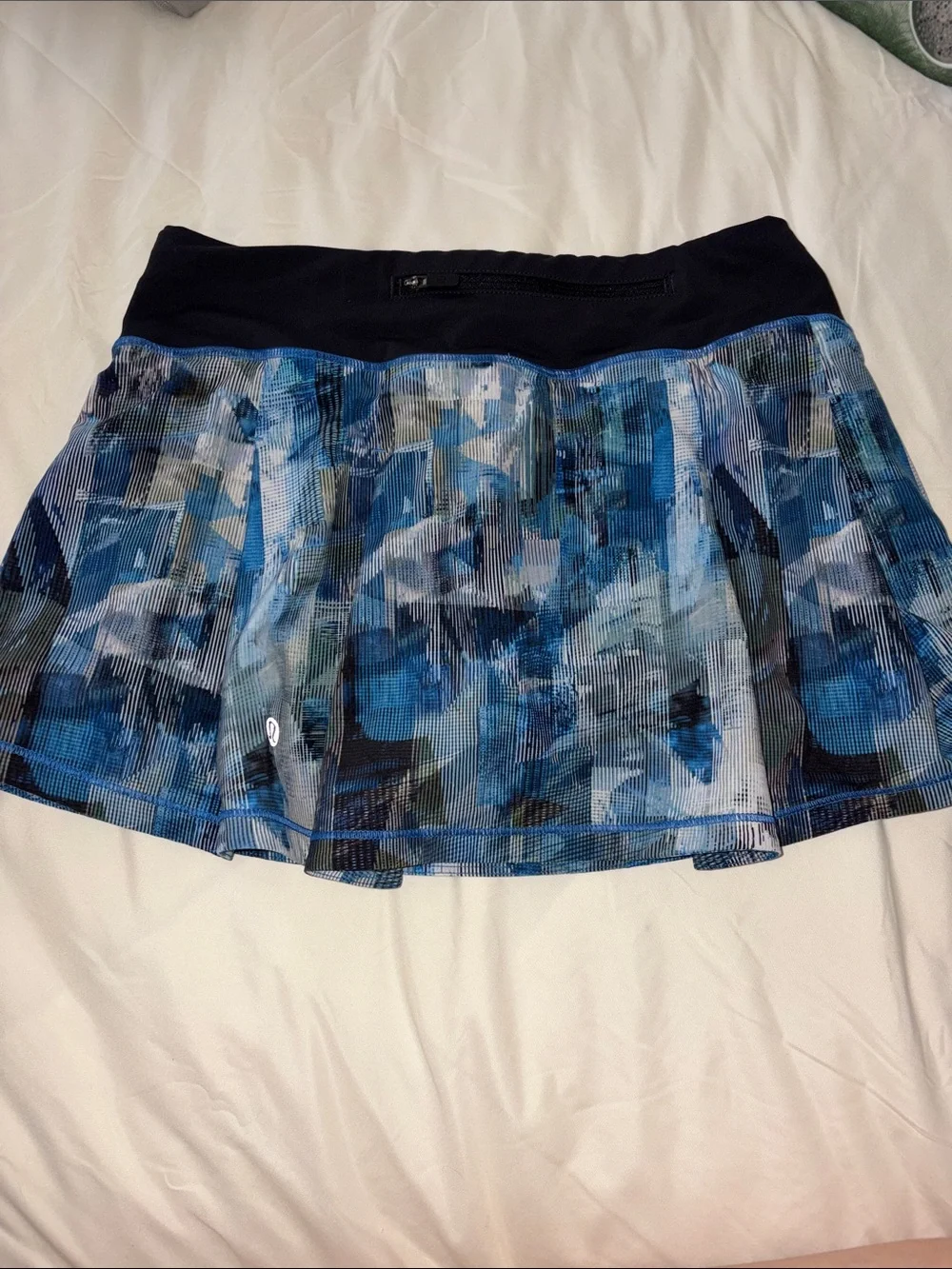 Lululemon Blue Printed Athletic Skirt with Black Waistband